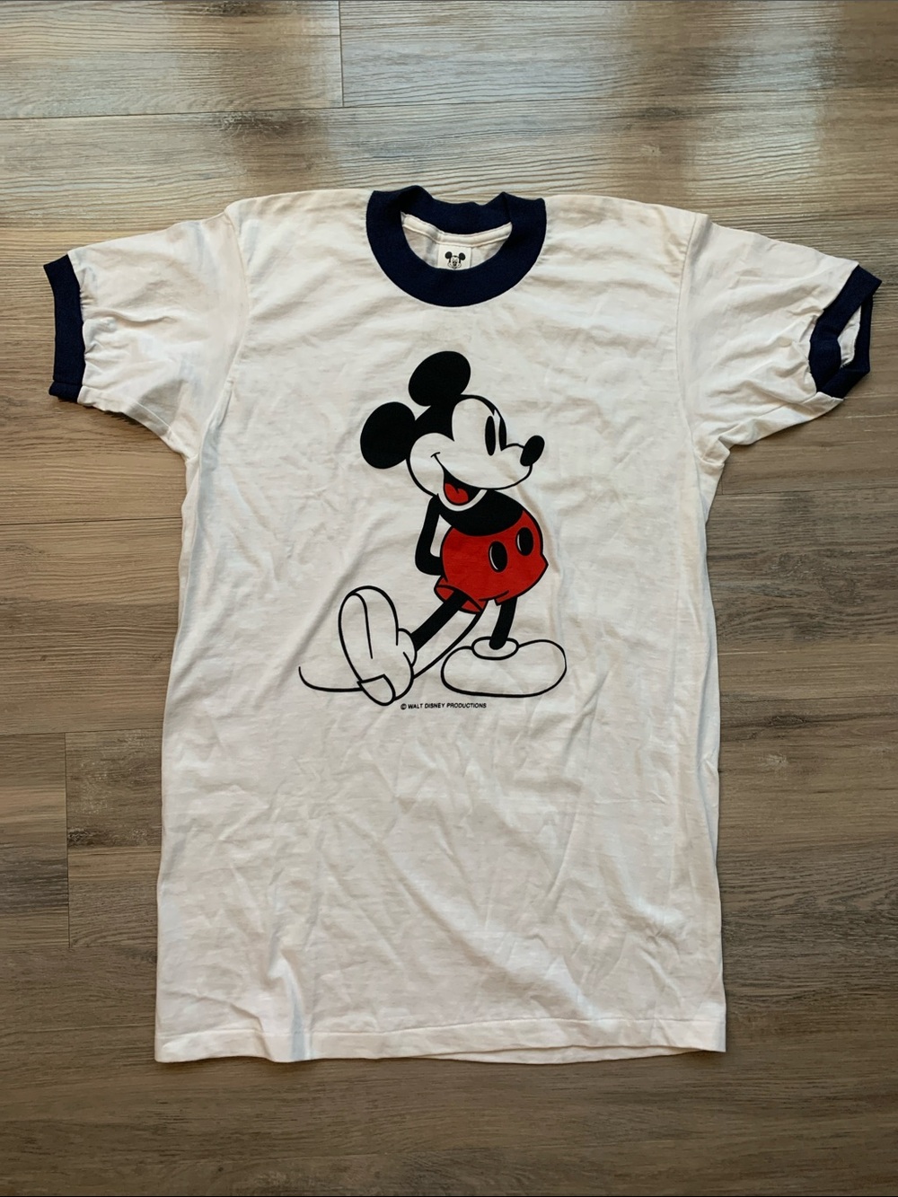 Vintage Walt Disney Productions Mickey Mouse Ringer T-Shirt Size M
